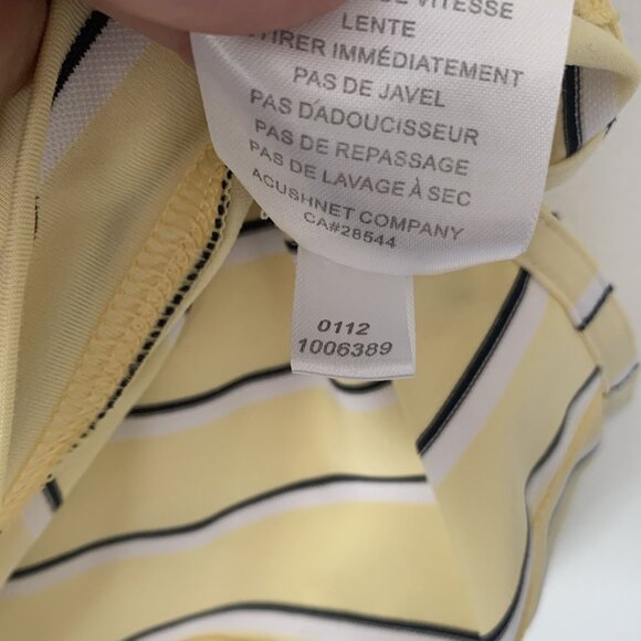 Footjoy Yellow Striped Short Sleeve Polo Shirt VCSP Crest Logo XL Golf Stretch - Picture 8 of 8